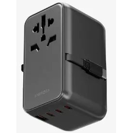 Сетевое зарядное устройство EnergEA TravelWorld Adapter GaN85, 3USBC/1USBA, 85W, Gunmetal, металлический